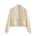 Solid Color Pocket Long Sleeves Collar Jacket A19621 - SWEETKAMA