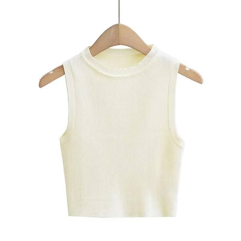 Solid Color Round Neck Slim Fit Daily Knit Top C83614-CL2 - SWEETKAMA