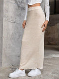 Solid Color Stripe Fabric Long Skirt G1102 - SWEETKAMA