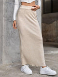 Solid Color Stripe Fabric Long Skirt G1102 - SWEETKAMA