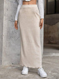 Solid Color Stripe Fabric Long Skirt G1102 - SWEETKAMA