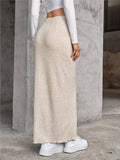 Solid Color Stripe Fabric Long Skirt G1102 - SWEETKAMA