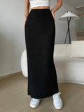 Solid Color Stripe Fabric Long Skirt G1102 - SWEETKAMA