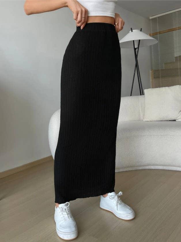 Solid Color Stripe Fabric Long Skirt G1102 - SWEETKAMA