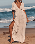 Solid Color V-Neck Backless Maxi Dress SKD153 - SWEETKAMA