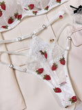 Strawberry Print Sexy Perspective Lingerie Set HF-4144 - SWEETKAMA