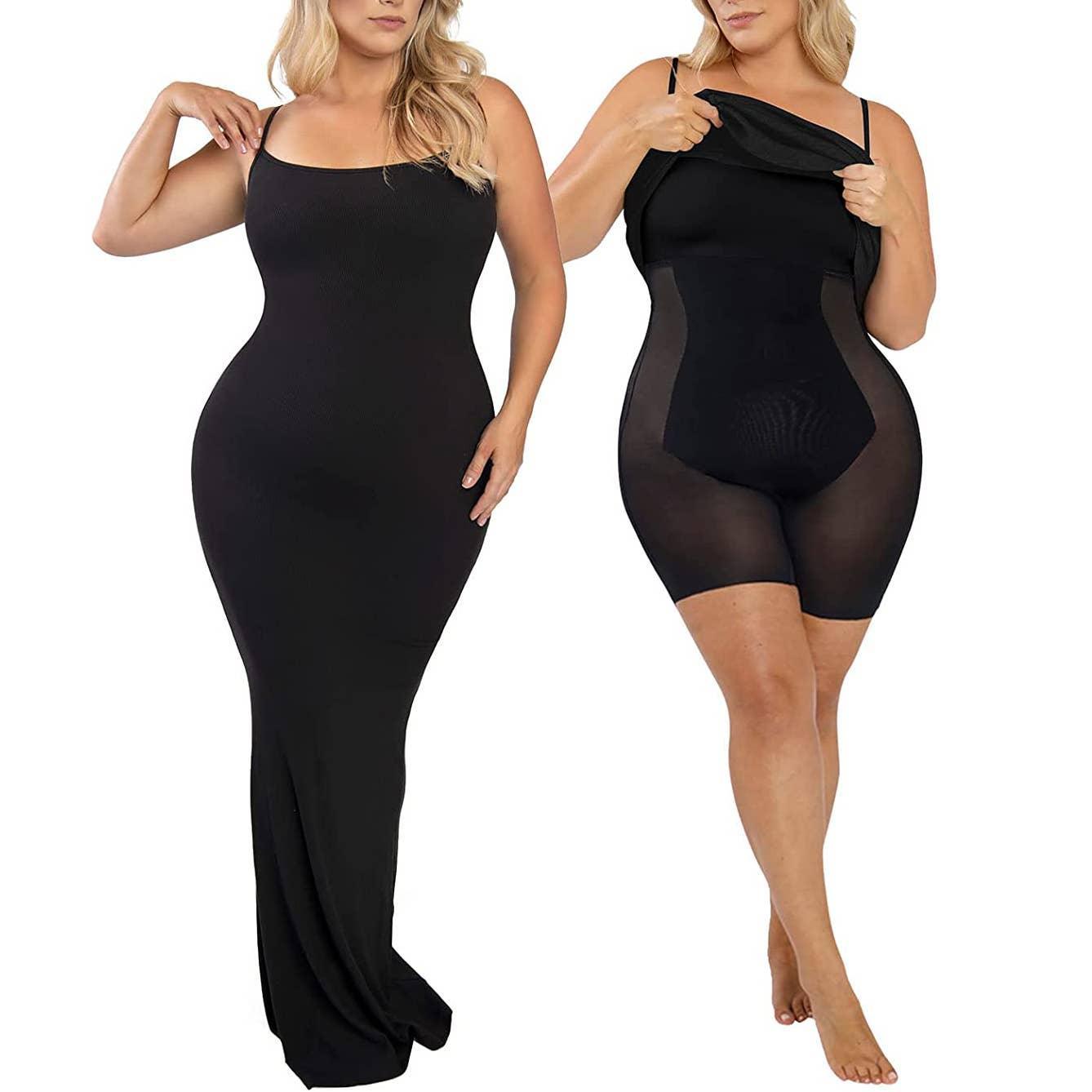 String Shoulder Bodycon Maxi Dresses with Shapewear SKD081 - SWEETKAMA