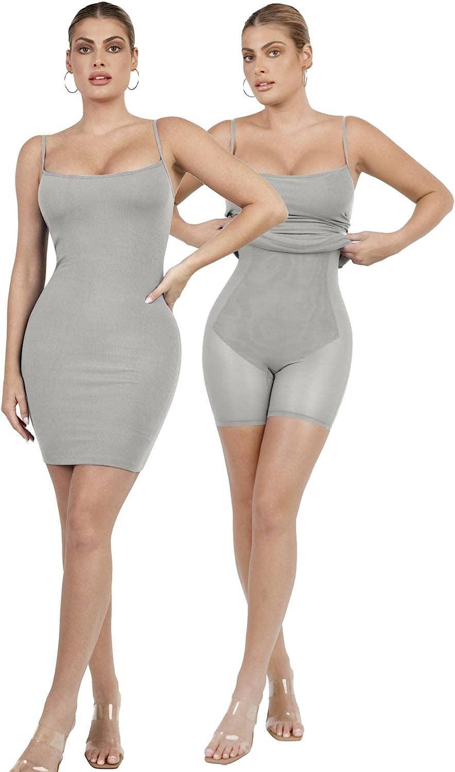 String Shoulder Bodycon Mini Dresses with Shapewear SKD084 - SWEETKAMA