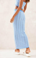 Stripe Strapless Top Long Hip Wrap Skirt Set 21254 - SWEETKAMA