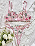 Sweet Floral Embroidery Lingerie Set HF-4107 - SWEETKAMA