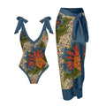 Tie Shoulder Swimsuit with Sarong Wrap Up Y16 - SWEETKAMA