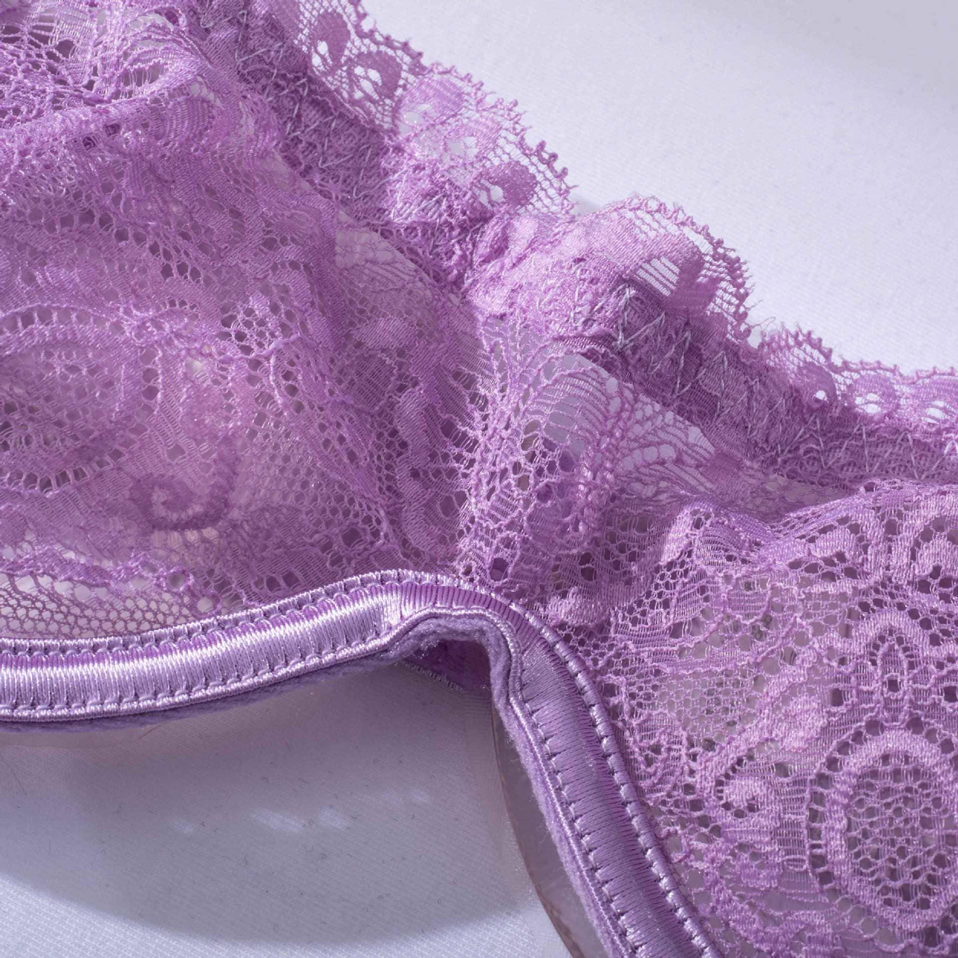 Violet Sexy Lace Lingerie Set with Garter Belt LS1399 - SWEETKAMA