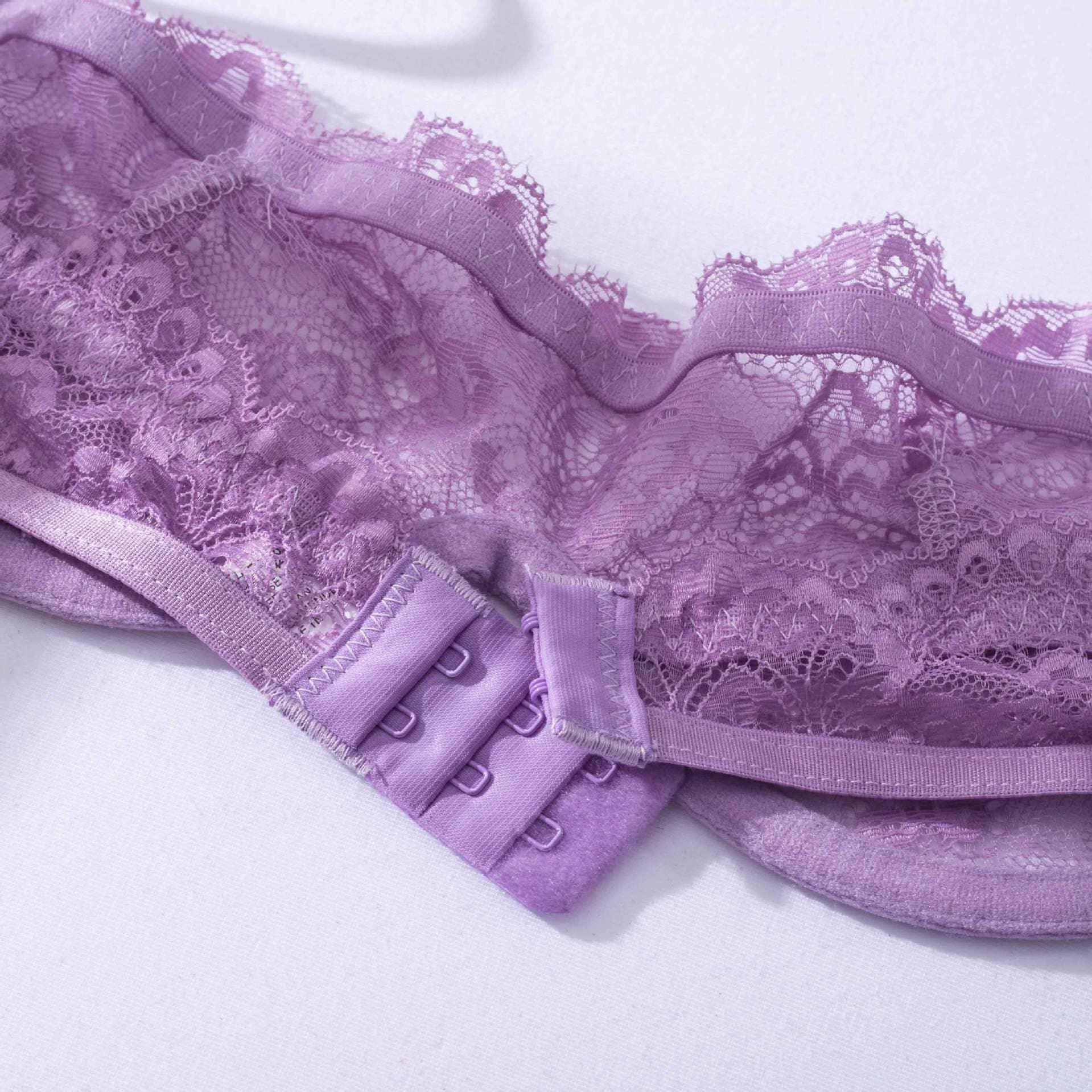 Violet Sexy Lace Lingerie Set with Garter Belt LS1399 - SWEETKAMA