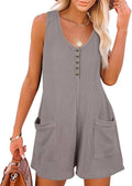 Waffle Two Shoulder Romper Sleeveless Jumpsuit SKJ23101 - SWEETKAMA