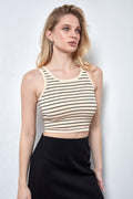 Women Seamless Stripe Tank Top Crop Top SKT3006 - SWEETKAMA