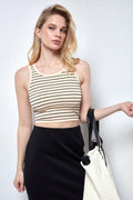 Women Seamless Stripe Tank Top Crop Top SKT3006 - SWEETKAMA