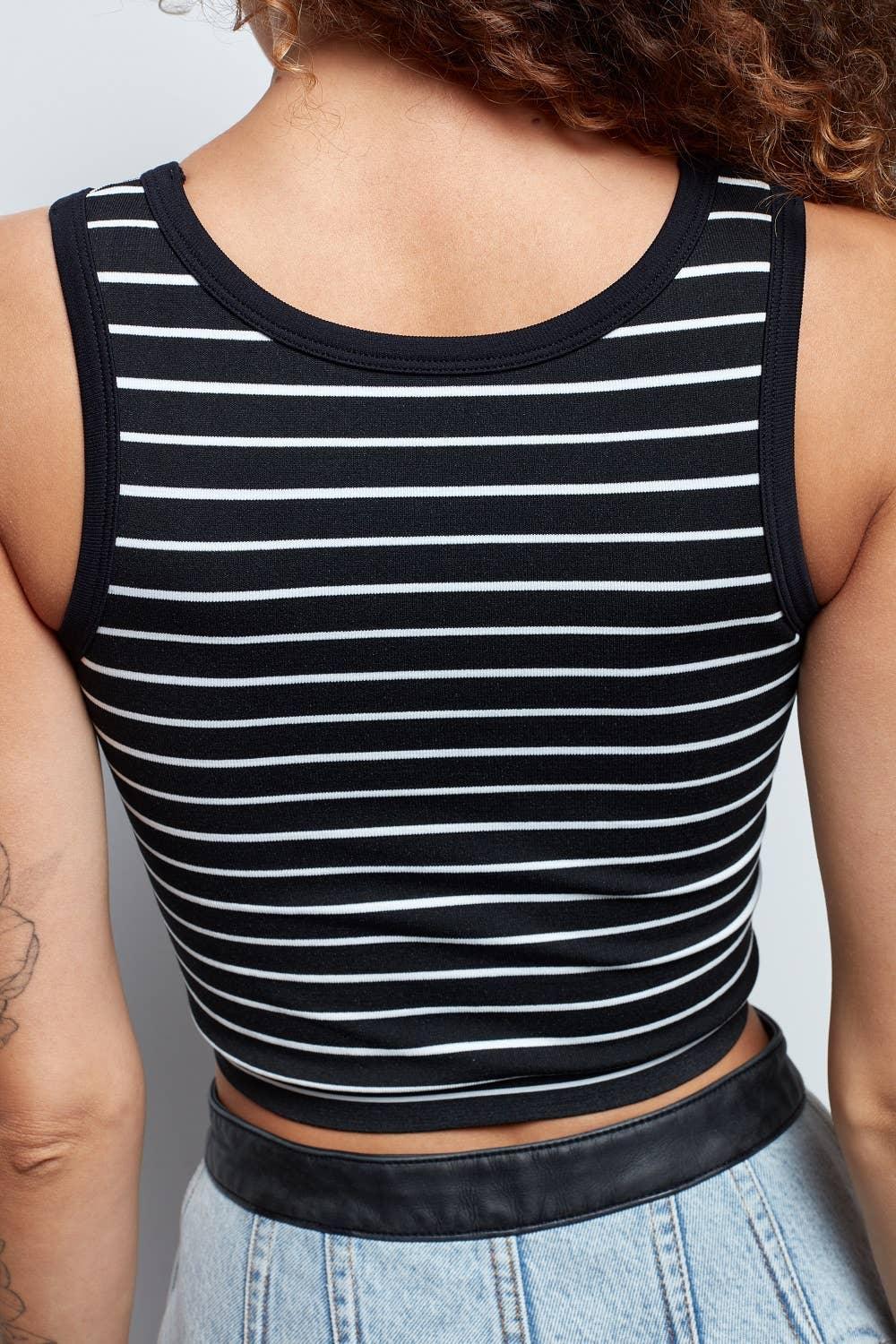 Women Seamless Stripe Tank Top Crop Top SKT3006 - SWEETKAMA