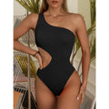 Wrinkle One Shoulder Waist Cut One Piece Swimwear Y26 - SWEETKAMA