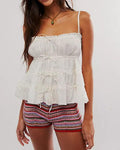 Wrinkle String Shoulder Tie Tank Top SKT180 - SWEETKAMA